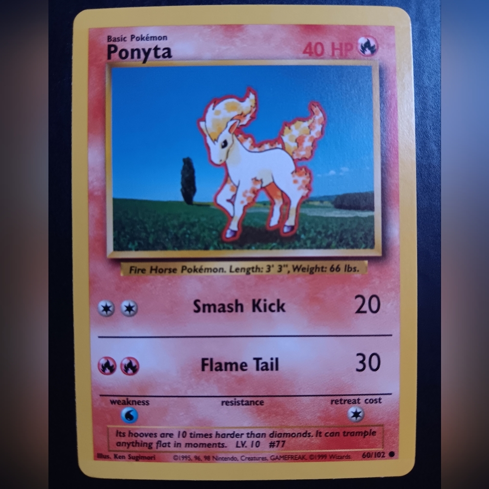 Ponyta Pokemon Card - Base Set - NO. 60/102 Common Non-Holo